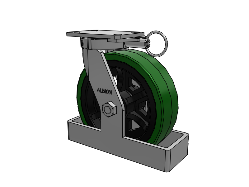 310 Series Top Plate Swivel Caster with 10 x 3 Green Tread on Black Cast Iron Core PX - Thick Polyurethane (Cast Iron Core) Wheel