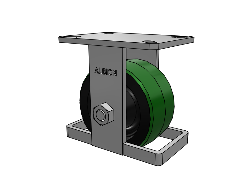 310 Series Top Plate Rigid Caster with 6 x 3 Green Tread on Black Cast Iron Core PY - Polyurethane (Cast Iron Core) Wheel