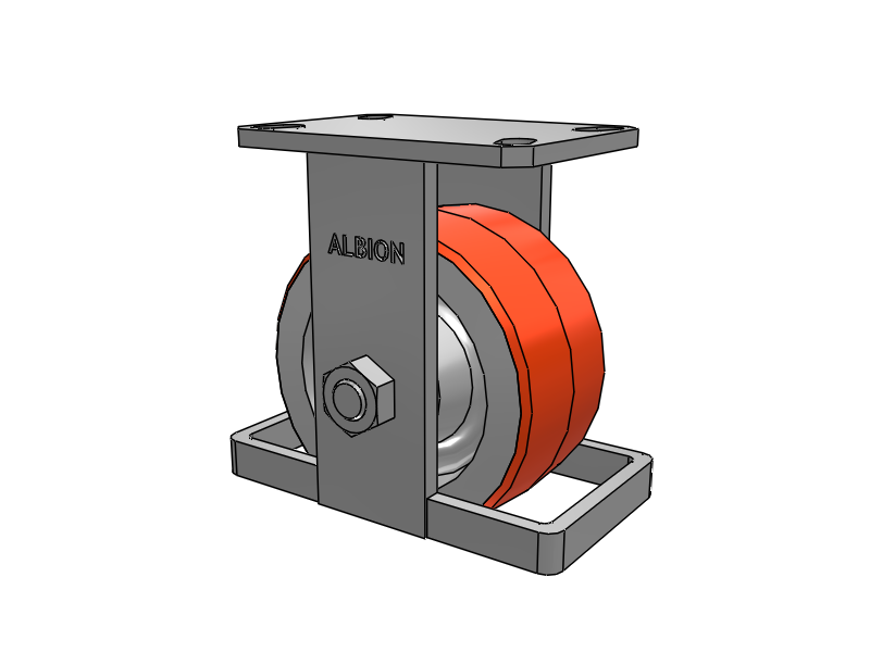 310 Series Top Plate Rigid Caster with 6 x 3 Red-Orange Tread on Cast Iron Core PY - Polyurethane 80A (Cast Iron Core) Wheel