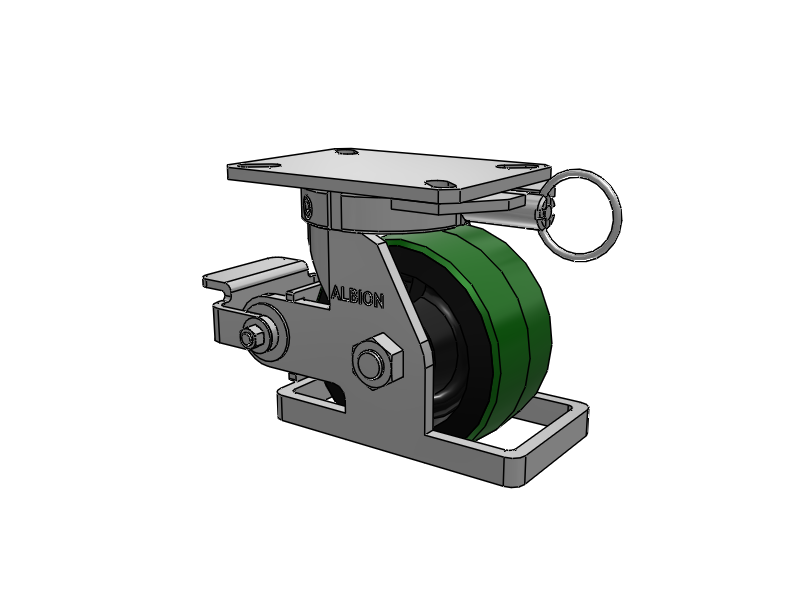 310 Series Top Plate Swivel Caster with 6 x 3 Green Tread on Black Cast Iron Core PY - Polyurethane (Cast Iron Core) Wheel and Poly Cam Brake
