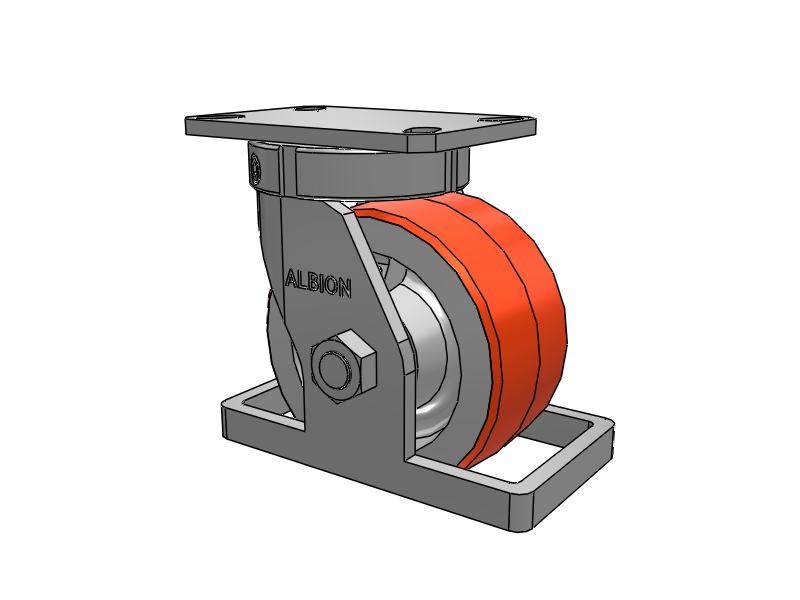 310 Series Top Plate Swivel Caster with 6 x 3 Red-Orange Tread on Cast Iron Core PY - Polyurethane 80A (Cast Iron Core) Wheel