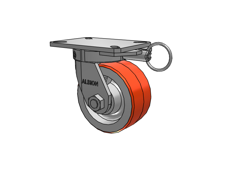 310 Series Top Plate Swivel Caster with 6 x 3 Red-Orange Tread on Cast Iron Core PY - Polyurethane 80A (Cast Iron Core) Wheel