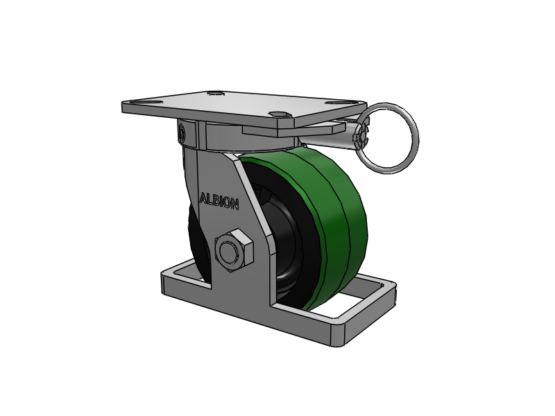 310 Series Top Plate Swivel Caster with 6 x 3 Green Tread on Black Cast Iron Core PY - Polyurethane (Cast Iron Core) Wheel