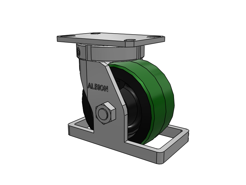 310 Series Top Plate Swivel Caster with 6 x 3 Green Tread on Black Cast Iron Core PY - Polyurethane (Cast Iron Core) Wheel