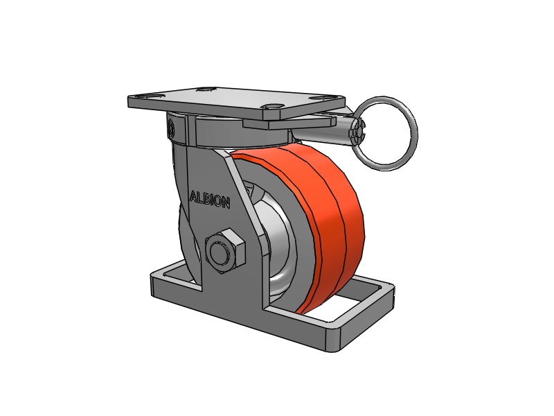 310 Series Top Plate Swivel Caster with 6 x 3 Red-Orange Tread on Cast Iron Core PY - Polyurethane 80A (Cast Iron Core) Wheel