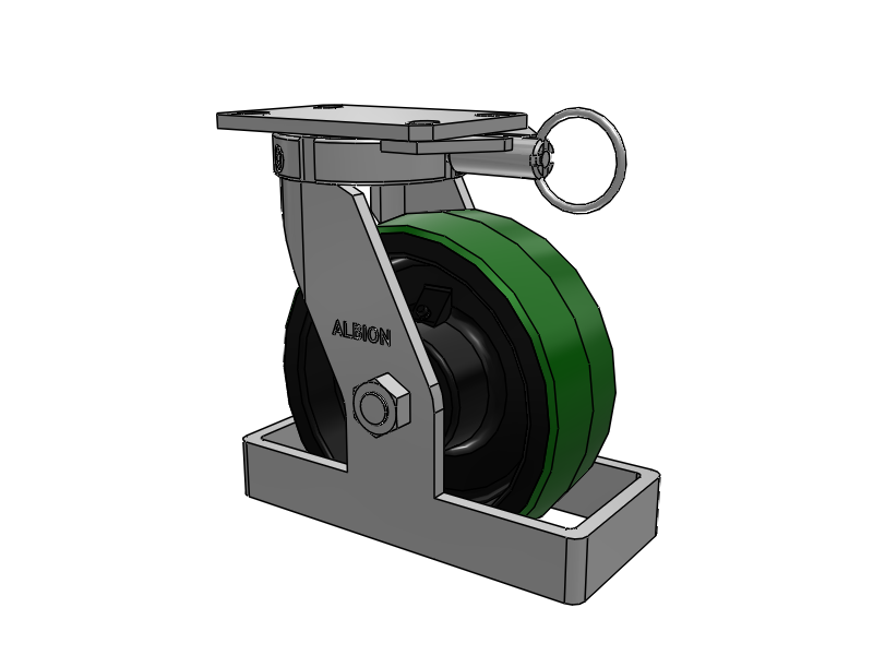 310 Series Top Plate Swivel Caster with 8 x 3 Green Tread on Black Cast Iron Core PY - Polyurethane (Cast Iron Core) Wheel