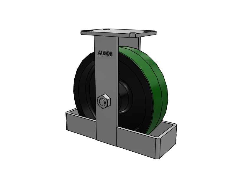 310 Series Top Plate Rigid Caster with 10 x 3 Green Tread on Black Cast Iron Core PY - Polyurethane (Cast Iron Core) Wheel