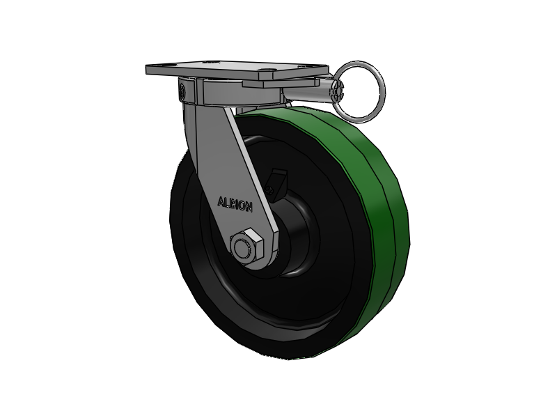310 Series Top Plate Swivel Caster with 10 x 3 Green Tread on Black Cast Iron Core PY - Polyurethane (Cast Iron Core) Wheel