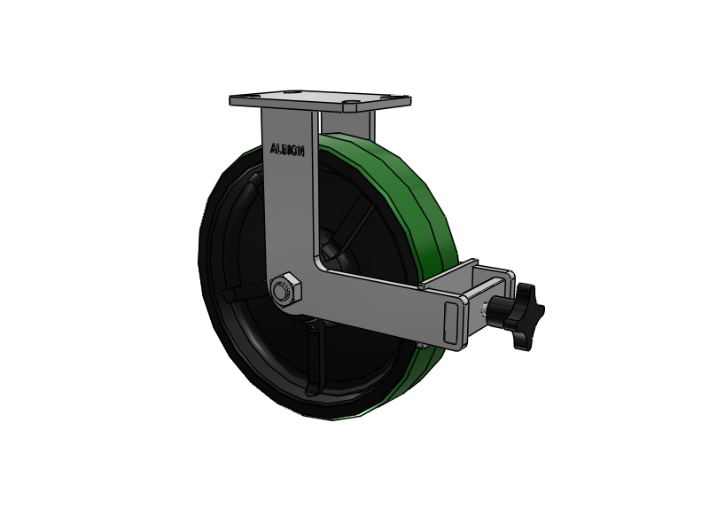 310 Series Top Plate Rigid Caster with 12 x 3 Green Tread on Black Cast Iron Core PY - Polyurethane (Cast Iron Core) Wheel and Face Brake