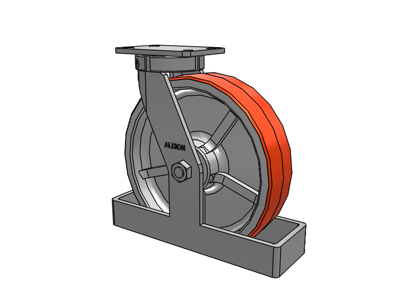310 Series Top Plate Swivel Caster with 12 x 3 Red-Orange Tread on Cast Iron Core PY - Polyurethane 80A (Cast Iron Core) Wheel