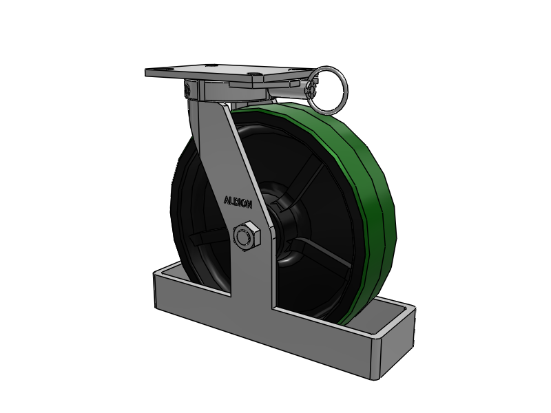 310 Series Top Plate Swivel Caster with 12 x 3 Green Tread on Black Cast Iron Core PY - Polyurethane (Cast Iron Core) Wheel