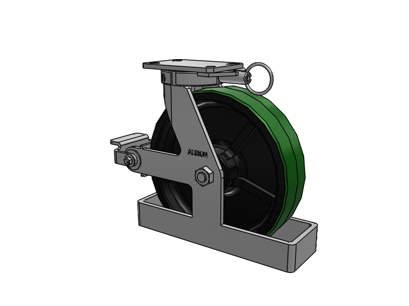 310 Series Top Plate Swivel Caster with 12 x 3 Green Tread on Black Cast Iron Core PY - Polyurethane (Cast Iron Core) Wheel and Poly Cam Brake