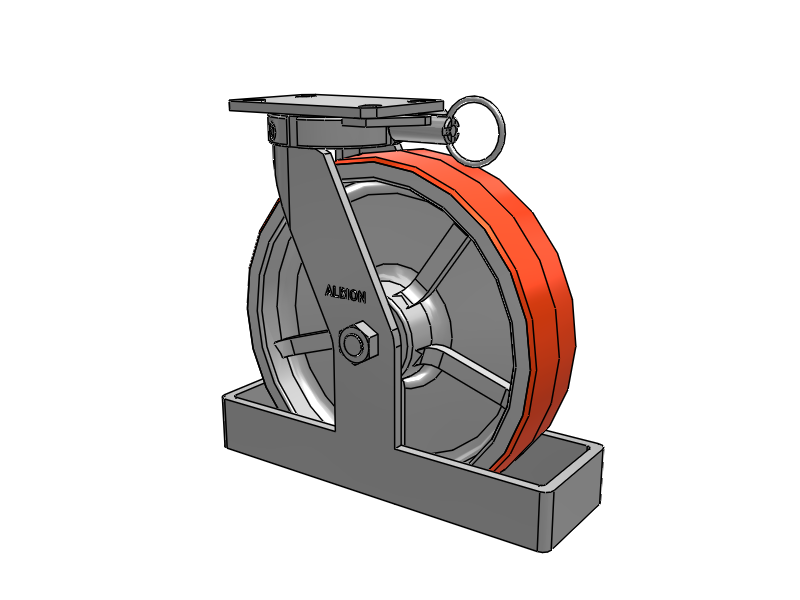 310 Series Top Plate Swivel Caster with 12 x 3 Red-Orange Tread on Cast Iron Core PY - Polyurethane 80A (Cast Iron Core) Wheel