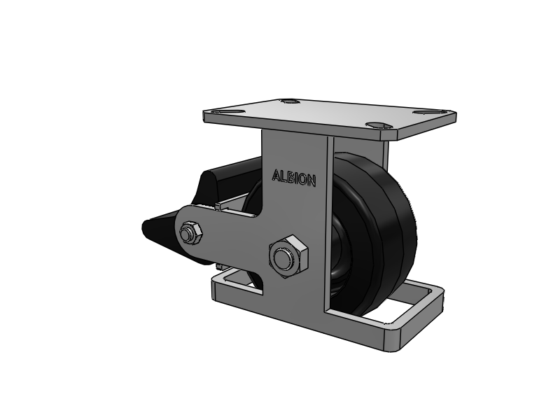310 Series Top Plate Rigid Caster with 6 x 3 Black Phenolic Resin TM - Phenolic Wheel and Poly Lock Integrated Brake