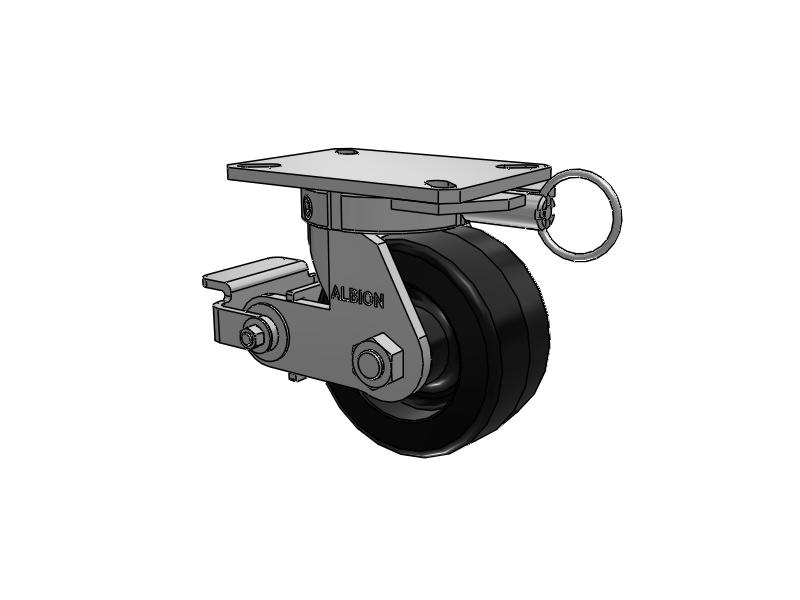 310 Series Top Plate Swivel Caster with 6 x 3 Black Phenolic Resin TM - Phenolic Wheel and Poly Cam Brake