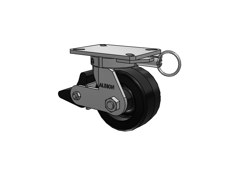 310 Series Top Plate Swivel Caster with 6 x 3 Black Phenolic Resin TM - Phenolic Wheel and Poly Lock Integrated Brake