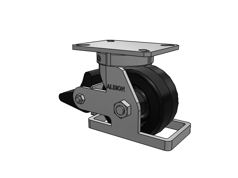 310 Series Top Plate Swivel Caster with 6 x 3 Black Phenolic Resin TM - Phenolic Wheel and Poly Lock Integrated Brake