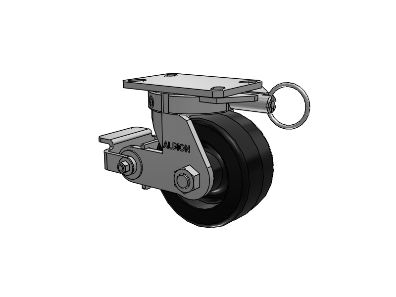 310 Series Top Plate Swivel Caster with 6 x 3 Black Phenolic Resin TM - Phenolic Wheel and Poly Cam Brake