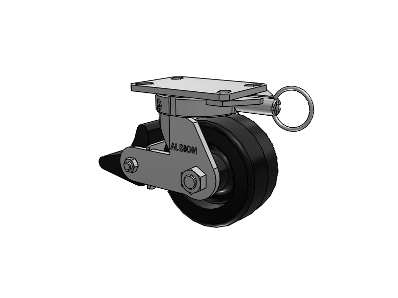 310 Series Top Plate Swivel Caster with 6 x 3 Black Phenolic Resin TM - Phenolic Wheel and Poly Lock Integrated Brake