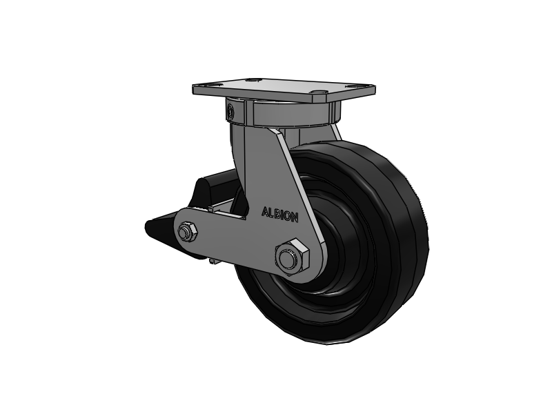 310 Series Top Plate Swivel Caster with 8 x 3 Black Phenolic Resin TM - Phenolic Wheel and Poly Lock Integrated Brake