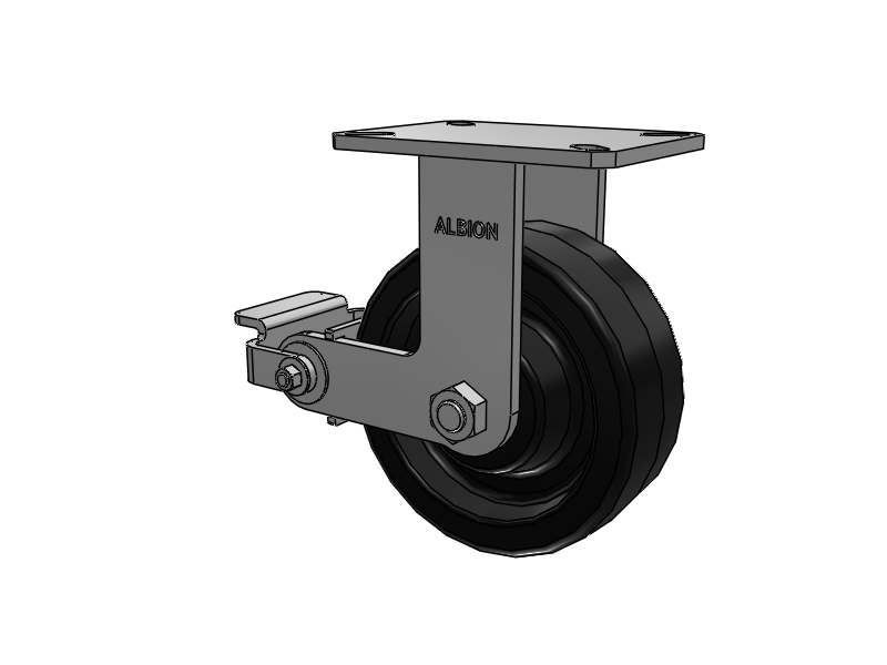 310 Series Top Plate Rigid Caster with 8 x 3 Black Phenolic Resin TM - Phenolic Wheel and Poly Cam Brake