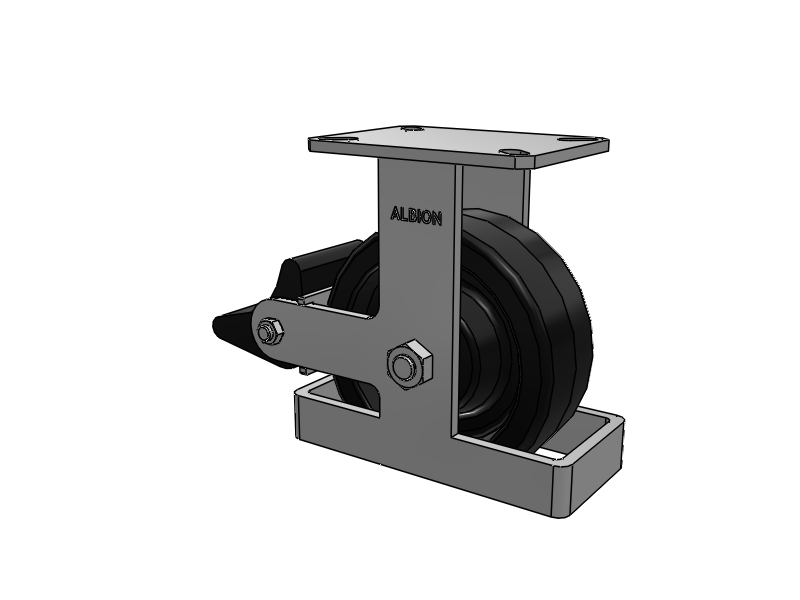 310 Series Top Plate Rigid Caster with 8 x 3 Black Phenolic Resin TM - Phenolic Wheel and Poly Lock Integrated Brake