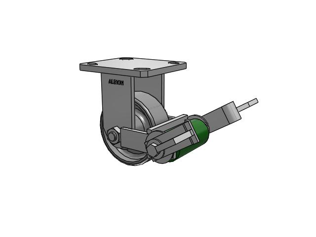 110 Series Kingpinless Top Plate Rigid Caster with 4 x 1.5 Clear Coat Enamel FS - Drop-Forged Steel Wheel and Poly Cam Brake
