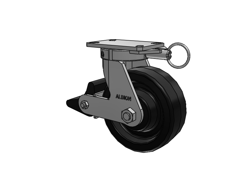 310 Series Top Plate Swivel Caster with 8 x 3 Black Phenolic Resin TM - Phenolic Wheel and Poly Lock Integrated Brake
