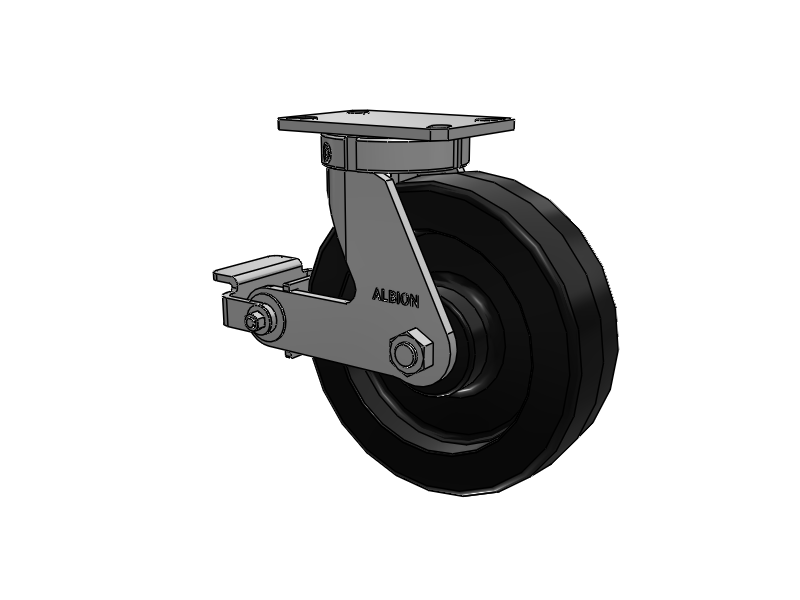310 Series Top Plate Swivel Caster with 10 x 3 Black Phenolic Resin TM - Phenolic Wheel and Poly Cam Brake