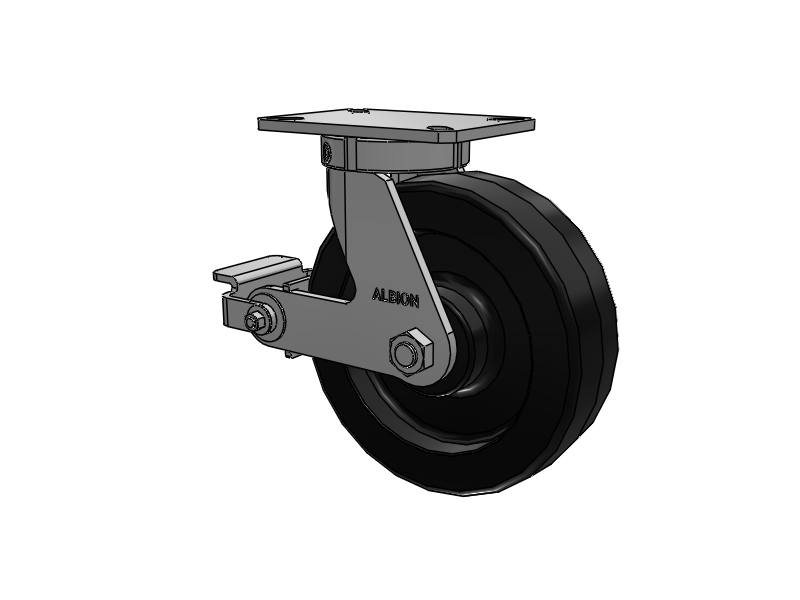 310 Series Top Plate Swivel Caster with 10 x 3 Black Phenolic Resin TM - Phenolic Wheel and Poly Cam Brake
