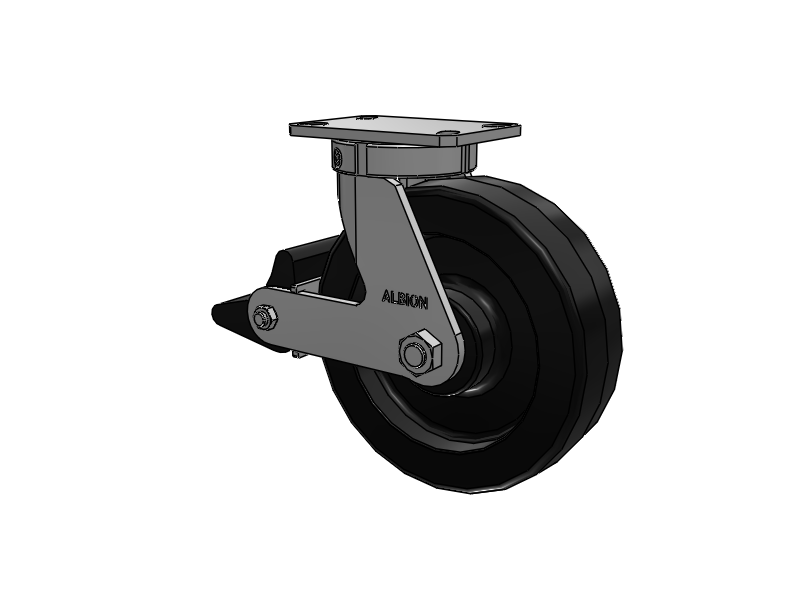 310 Series Top Plate Swivel Caster with 10 x 3 Black Phenolic Resin TM - Phenolic Wheel and Poly Lock Integrated Brake