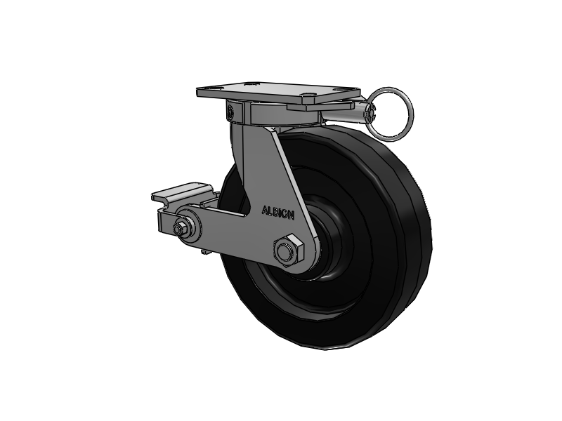 310 Series Top Plate Swivel Caster with 10 x 3 Black Phenolic Resin TM - Phenolic Wheel and Poly Cam Brake