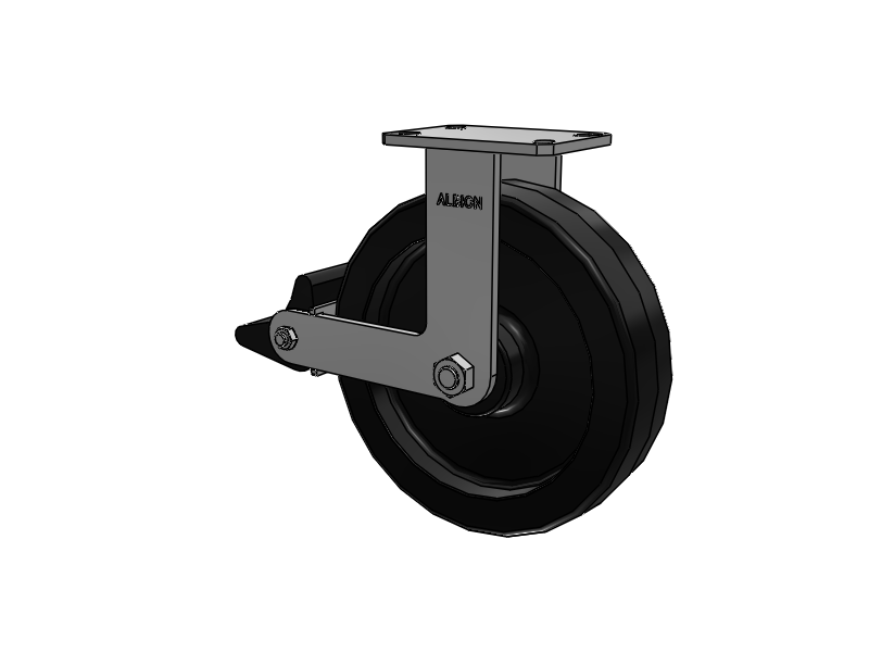 310 Series Top Plate Rigid Caster with 12 x 3 Black Phenolic Resin TM - Phenolic Wheel and Poly Lock Integrated Brake
