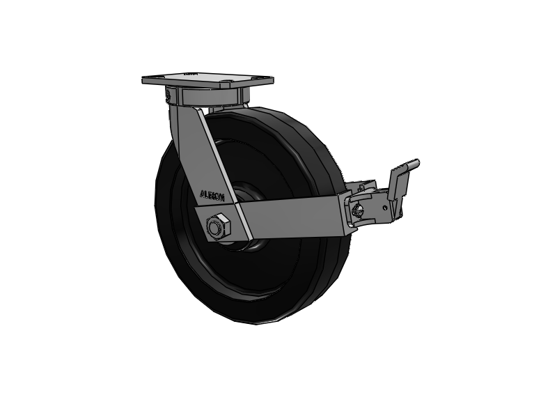 310 Series Top Plate Swivel Caster with 12 x 3 Black Phenolic Resin TM - Phenolic Wheel and Face Brake