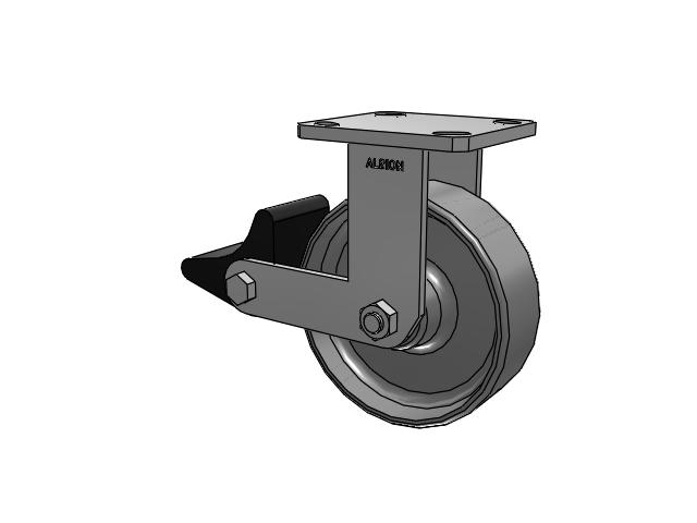110 Series Kingpinless Top Plate Rigid Caster with 6 x 2 Clear Coat Enamel FS - Drop-Forged Steel Wheel and Poly Lock Integrated Brake