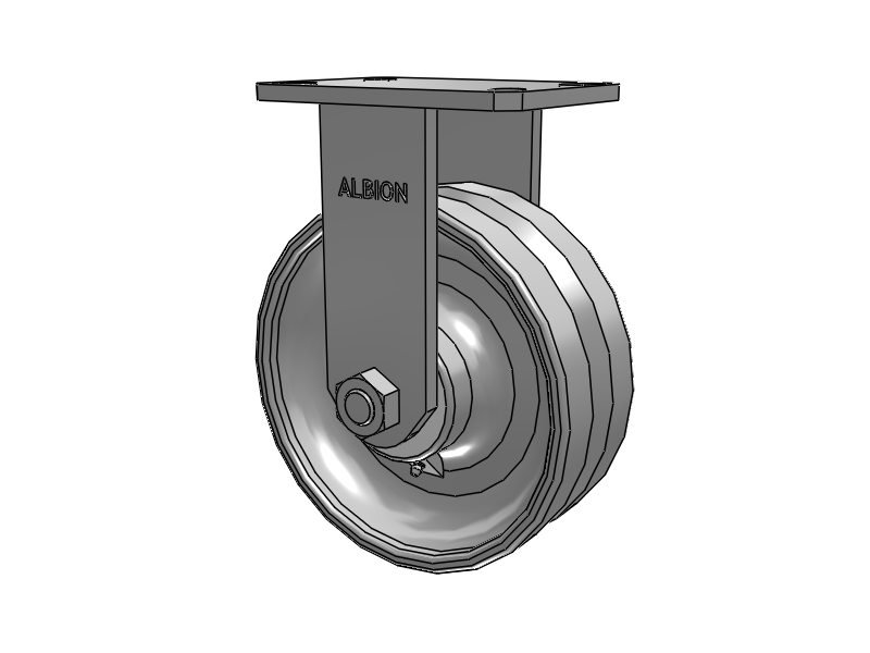 310 Series Top Plate Rigid Caster with 8 x 3 Clear Coat Enamel VF - Drop-Forged Steel V-Groove Wheel