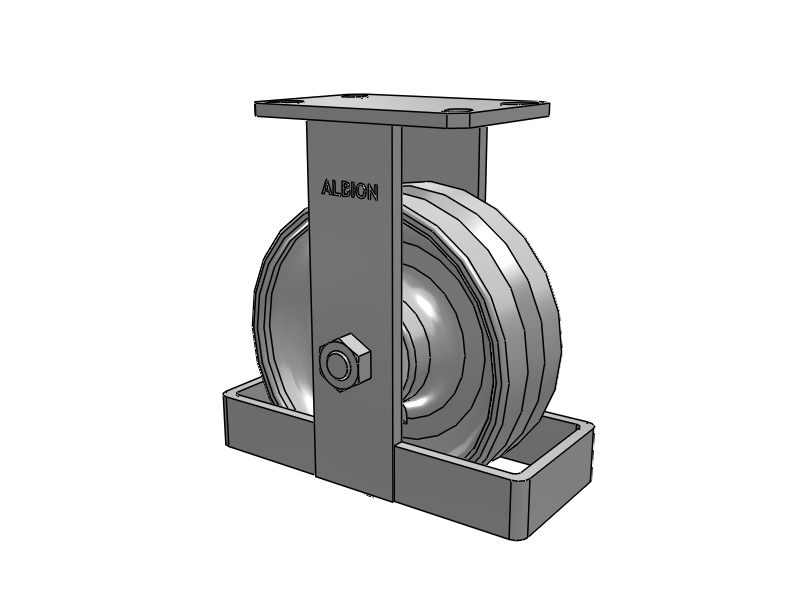310 Series Top Plate Rigid Caster with 8 x 3 Clear Coat Enamel VF - Drop-Forged Steel V-Groove Wheel