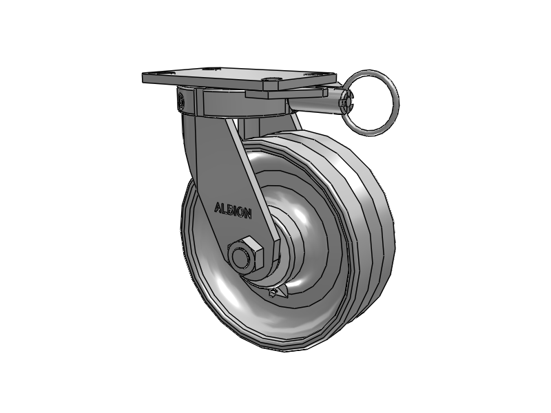 310 Series Top Plate Swivel Caster with 8 x 3 Clear Coat Enamel VF - Drop-Forged Steel V-Groove Wheel