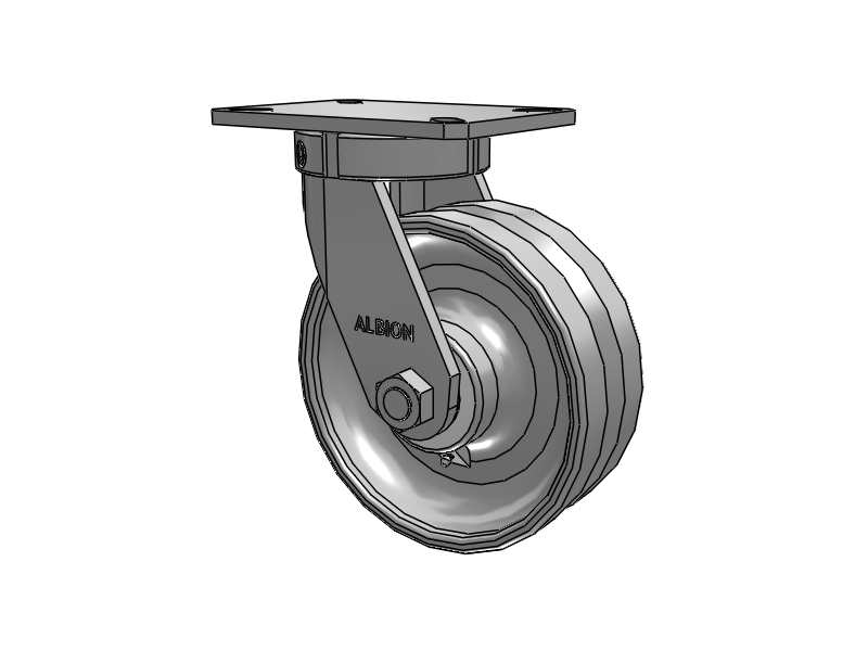 310 Series Top Plate Swivel Caster with 8 x 3 Clear Coat Enamel VF - Drop-Forged Steel V-Groove Wheel