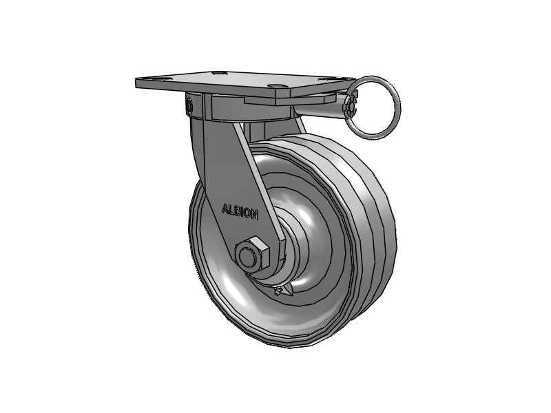 310 Series Top Plate Swivel Caster with 8 x 3 Clear Coat Enamel VF - Drop-Forged Steel V-Groove Wheel