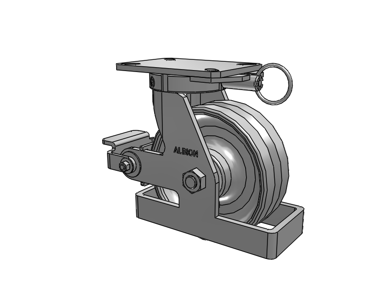 310 Series Top Plate Swivel Caster with 8 x 3 Clear Coat Enamel VF - Drop-Forged Steel V-Groove Wheel and Poly Cam Brake