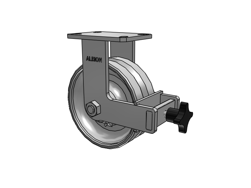 310 Series Top Plate Rigid Caster with 8 x 3 Clear Coat Enamel VF - Drop-Forged Steel V-Groove Wheel and Face Brake