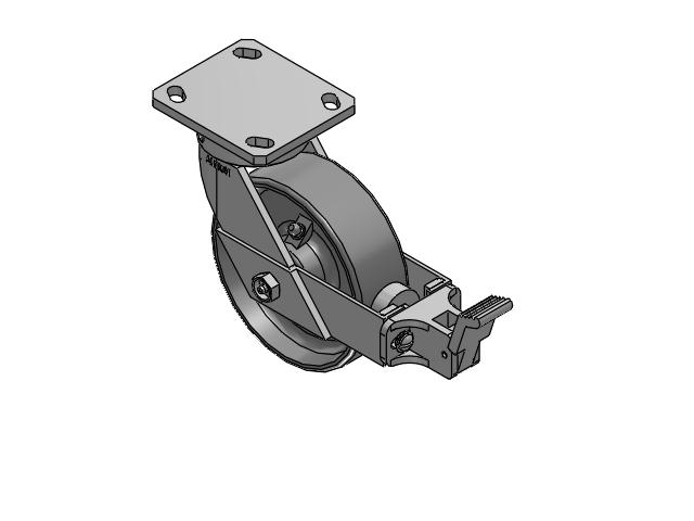 110 Series Kingpinless Top Plate Swivel Caster with 6 x 2 Clear Coat Enamel FS - Drop-Forged Steel Wheel and Face Brake