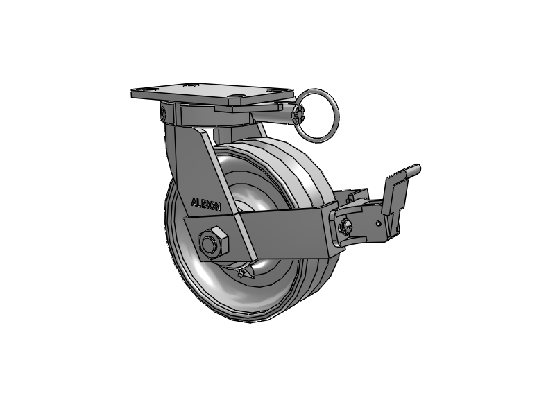 310 Series Top Plate Swivel Caster with 8 x 3 Clear Coat Enamel VF - Drop-Forged Steel V-Groove Wheel and Face Brake