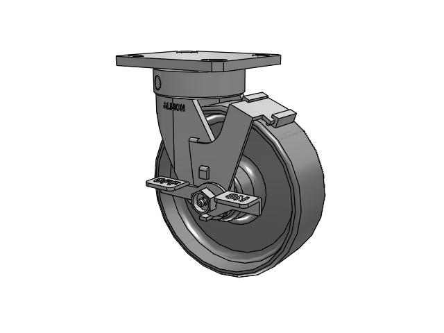 110 Series Kingpinless Top Plate Swivel Caster with 6 x 2 Clear Coat Enamel FS - Drop-Forged Steel Wheel and Face Brake