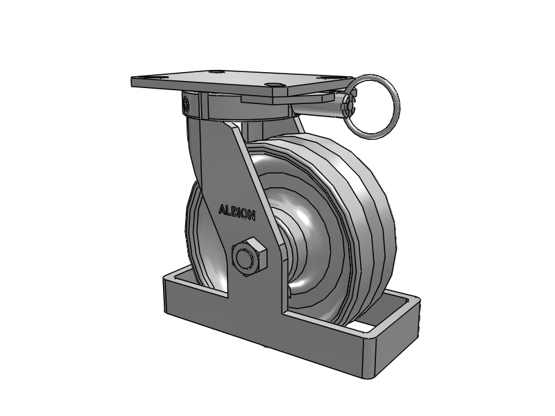 310 Series Top Plate Swivel Caster with 8 x 3 Clear Coat Enamel VF - Drop-Forged Steel V-Groove Wheel