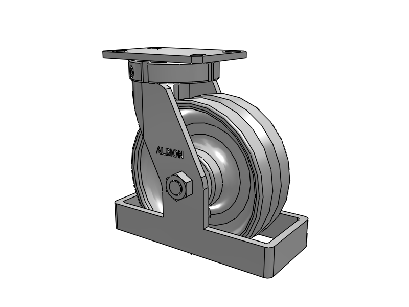 310 Series Top Plate Swivel Caster with 8 x 3 Clear Coat Enamel VF - Drop-Forged Steel V-Groove Wheel