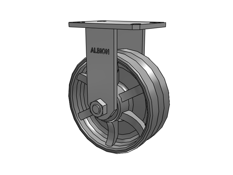310 Series Top Plate Rigid Caster with 8 x 3 Silver Enamel Paint VG - Cast Iron V-Groove Wheel