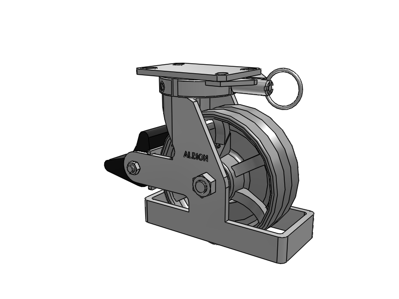 310 Series Top Plate Swivel Caster with 8 x 3 Silver Enamel Paint VG - Cast Iron V-Groove Wheel and Poly Lock Integrated Brake