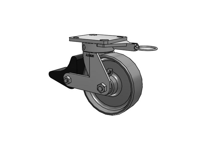 110 Series Kingpinless Top Plate Swivel Caster with 6 x 2 Clear Coat Enamel FS - Drop-Forged Steel Wheel and Poly Lock Integrated Brake